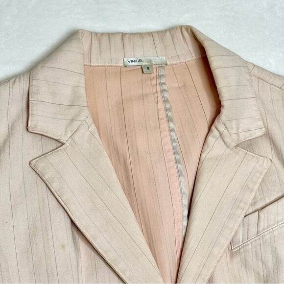 VINCE 8 Light Pink Blush Button-Front Pinstriped Blazer Jacket Pockets - Picture 4 of 13